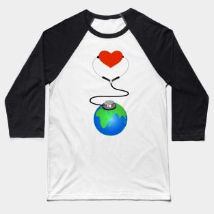 Heart checking with stethoscope planet Baseball T-Shirt